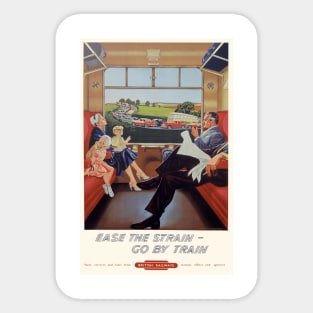 Ease the strain go by train vintage British Railways poster Sticker